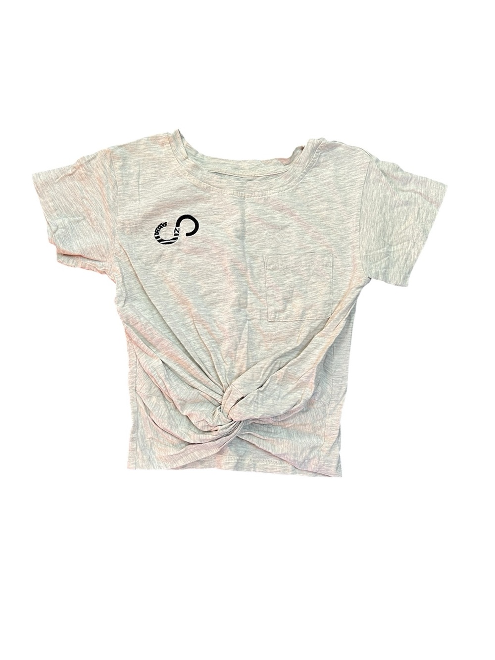 Curves N Combatboots off-white Heather twist front crop top T-shirt